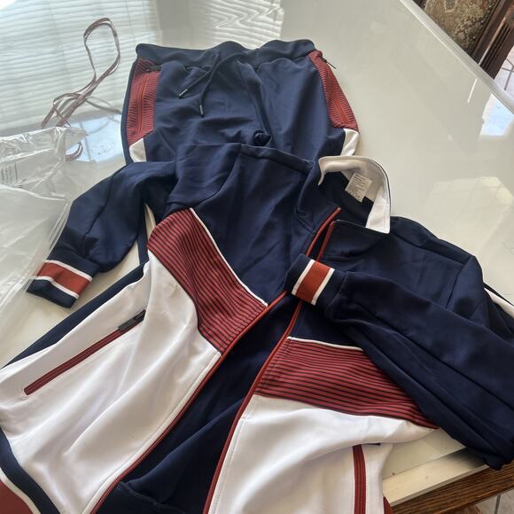 Jian Wang Medium Track Suit Jacket Jogging Pants Athleisure 90’s Y2K Navy Blue - Picture 12 of 16